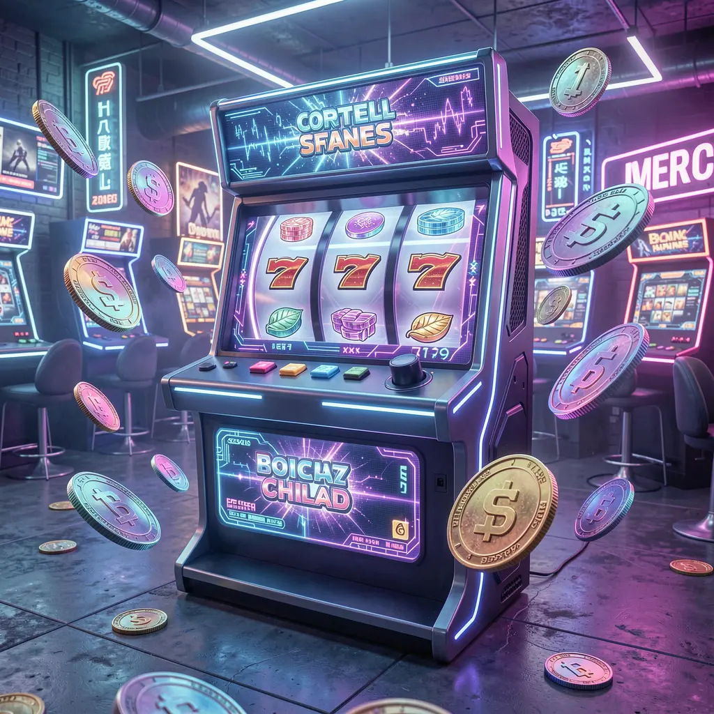 Stylish neon lit slot machine with flying coins and digital effects highlighting immersive casino gameplay at JYJILL BET for players in Bangladesh
